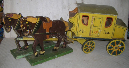 Original holz postkutsche - original,